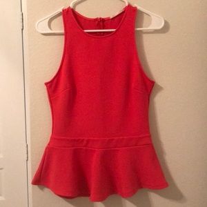 Coral peplum tank